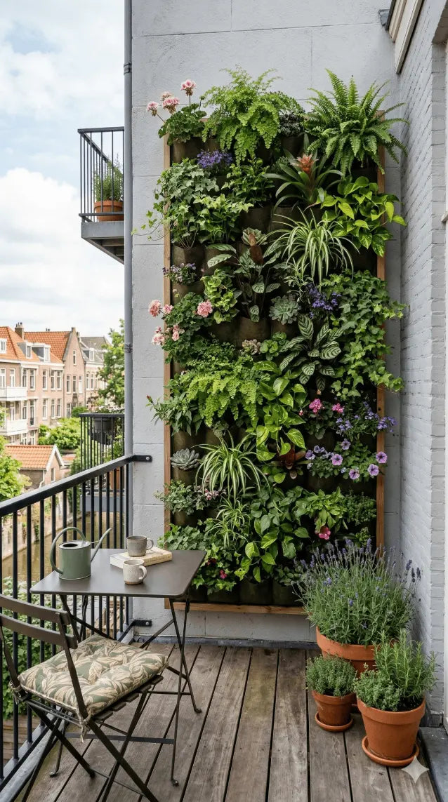 verticale tuin op een balkon van een appartement