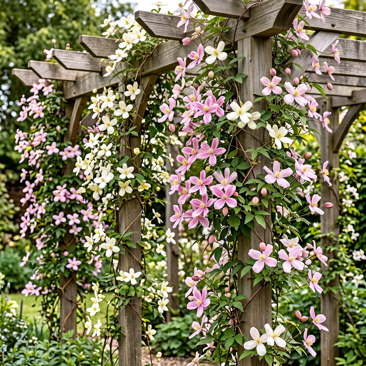 Bergclematis voor balkon – Zeer winterhard &amp; bloemrijk, klimplant (9 stuks) - planter for a green balcony Vercony