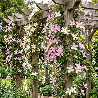 Bergclematis voor balkon – Zeer winterhard &amp; bloemrijk, klimplant (9 stuks) - planter for a green balcony Vercony