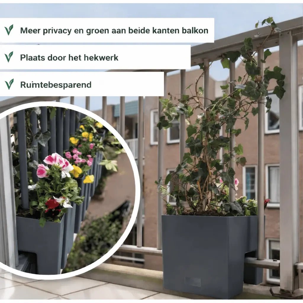 GreenUp Balkon Plantenbak - Antraciet - plantenbak voor een groen balkon Vercony