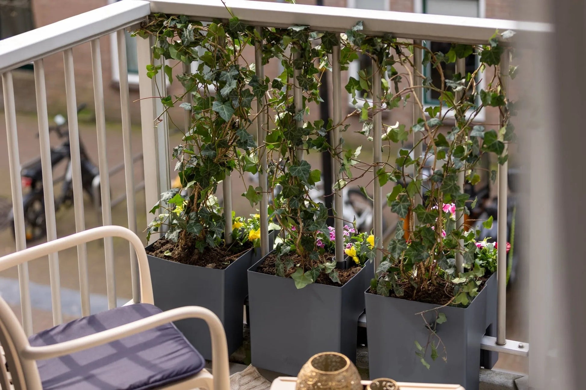 GreenUp Balkon Plantenbakken - Antraciet - Set van 3 Stuks - groen balkon Vercony