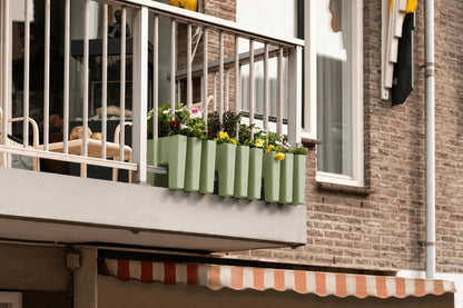 GreenUp Balkon Plantenbakken - Olijfgroen - Set van 2 Stuks - plantenbak voor een groen balkon Vercony