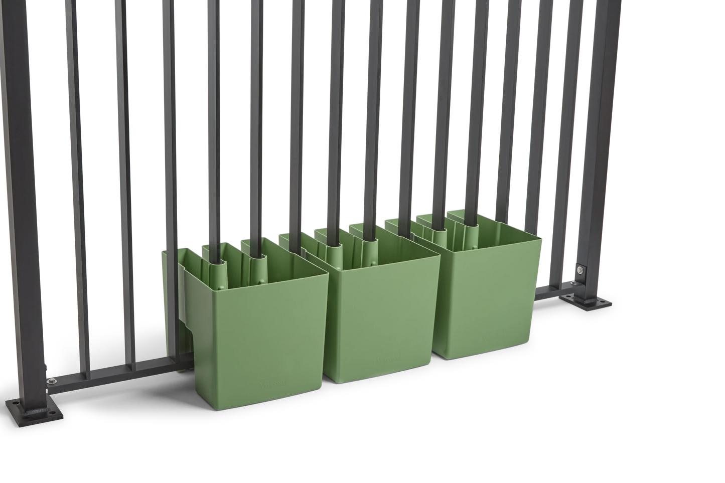 GreenUp Balkon Plantenbakken - Olijfgroen - Set van 3 Stuks - plantenbak voor een groen balkon Vercony