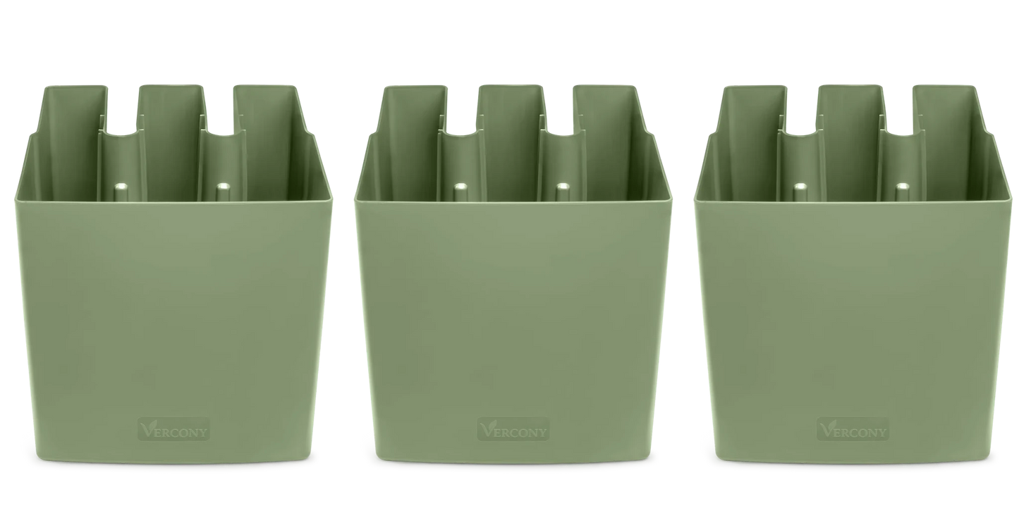 GreenUp Balkon Plantenbakken - Olijfgroen - Set van 3 Stuks - groen balkon Vercony