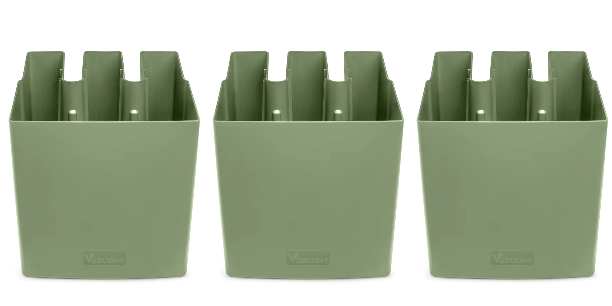 GreenUp Balkon Plantenbakken - Olijfgroen - Set van 3 Stuks - groen balkon Vercony