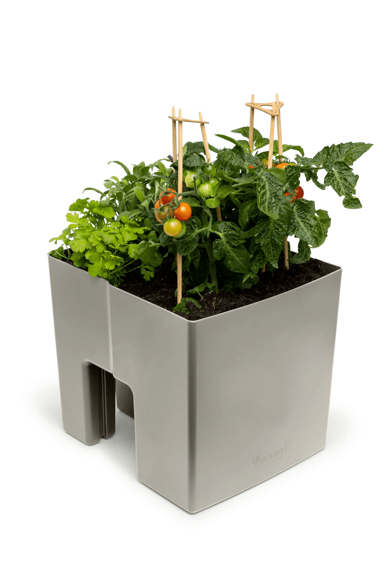 GreenUp Balkon Plantenbakken - Zijdegrijs - Set van 2 Stuks - plantenbak voor een groen balkon Vercony
