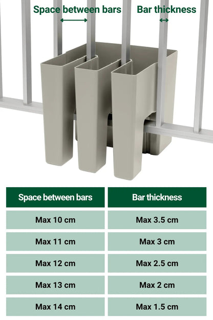 GreenUp Balkon Plantenbakken - Zijdegrijs - Set van 2 Stuks - plantenbak voor een groen balkon Vercony