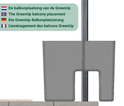 GreenUp Balkon Plantenbakken - Zijdegrijs - Set van 2 Stuks - plantenbak voor een groen balkon Vercony