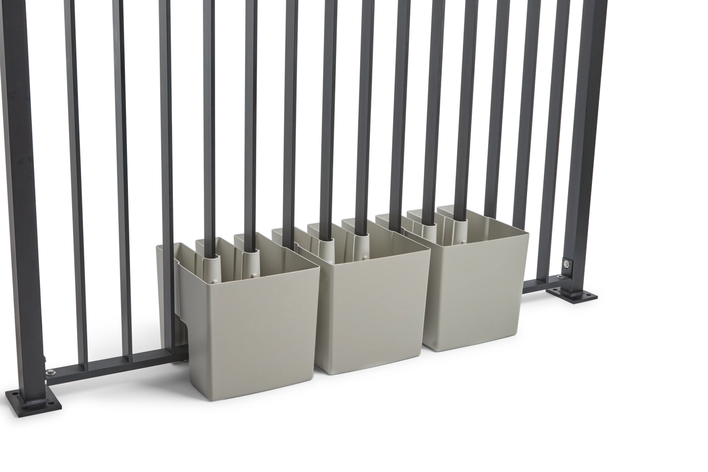 GreenUp Balkon Plantenbakken - Zijdegrijs - Set van 3 Stuks - plantenbak voor een groen balkon Vercony