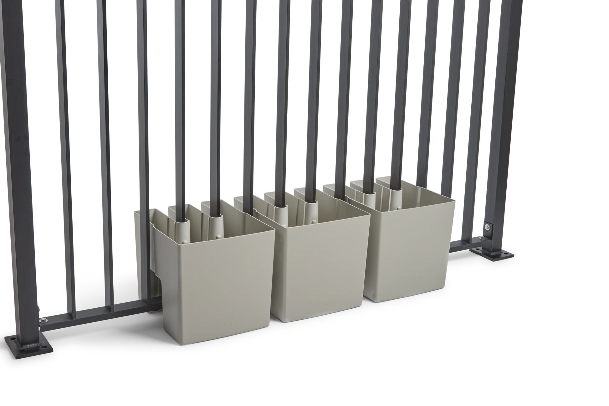 GreenUp Balkon Plantenbakken - Zijdegrijs - Set van 3 Stuks - plantenbak voor een groen balkon Vercony