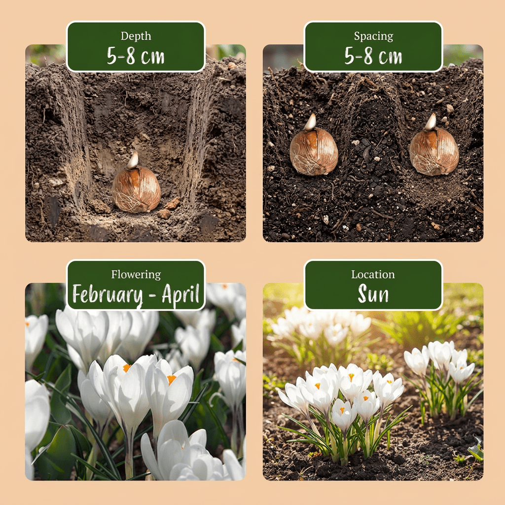 Krokus bloembollen voor balkon (30 stuks) - Wit, verwildert, voorjaarsbloeier - plantenbak voor een groen balkon Vercony