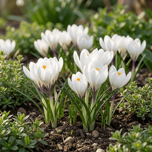 Krokus bloembollen voor balkon (30 stuks) - Wit, verwildert, voorjaarsbloeier - jardinera para un balcón verde Vercony