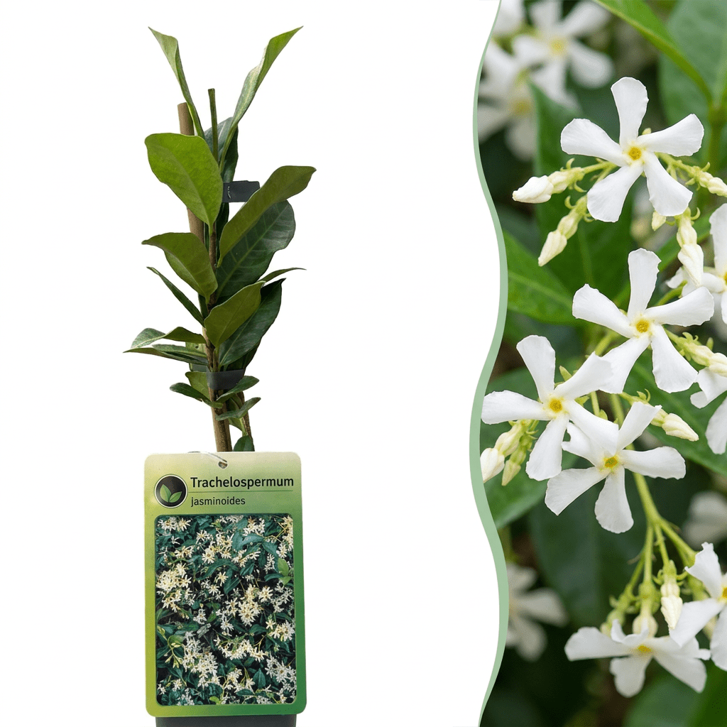 Sterjasmijn voor balkon – Groenblijvend & geurend, klimplant (4 stuks) - plantenbak voor een groen balkon Vercony
